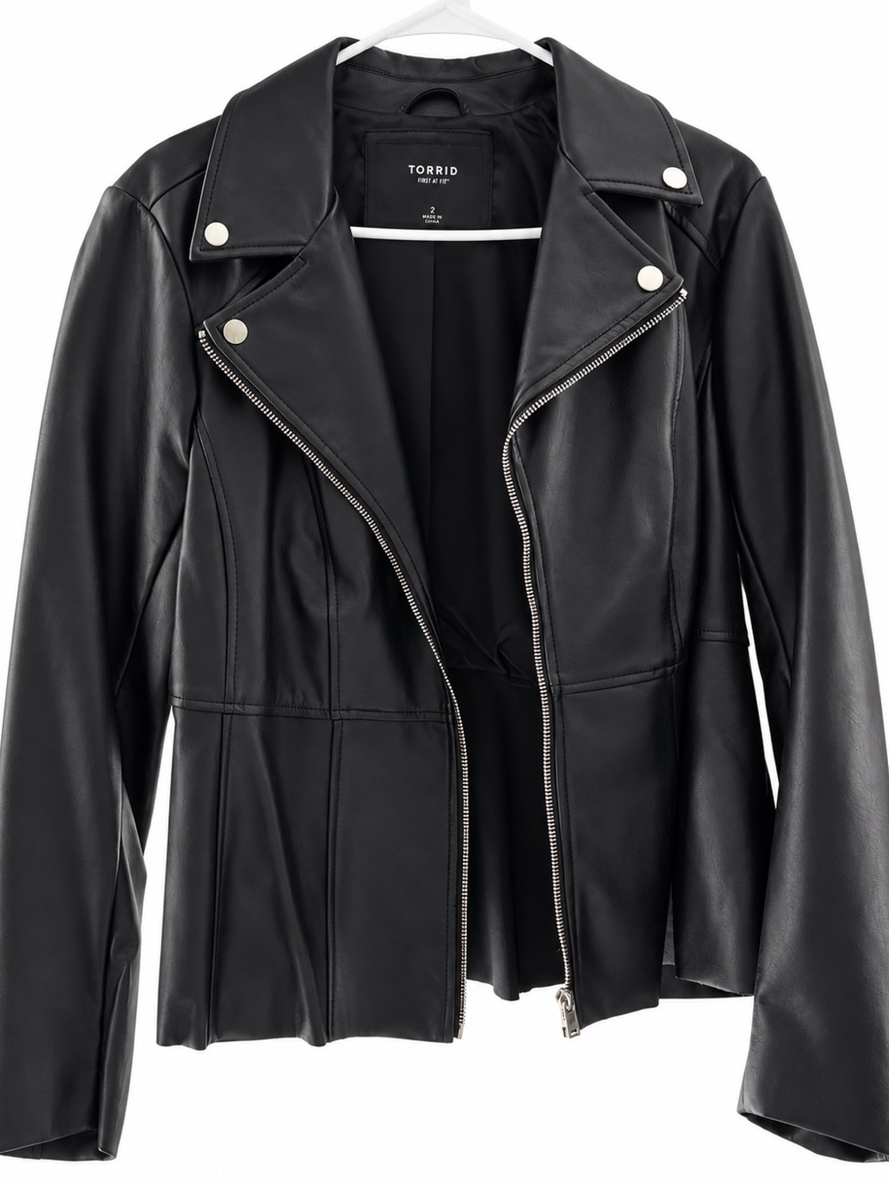 torrid Black Faux Leather Moto Jacket with Silver Hardware
